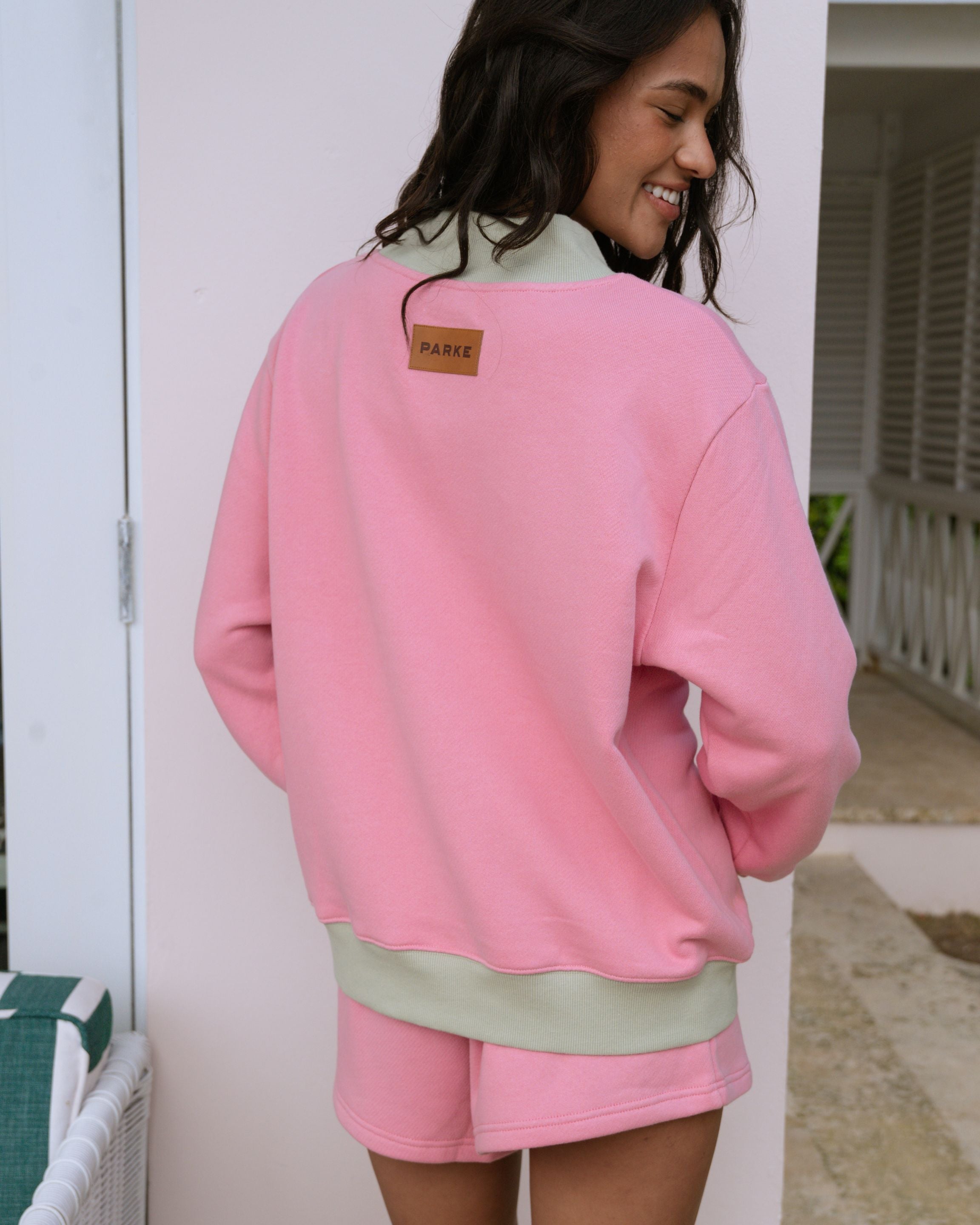 Two Tone Classic Mockneck - Conch + Seafoam