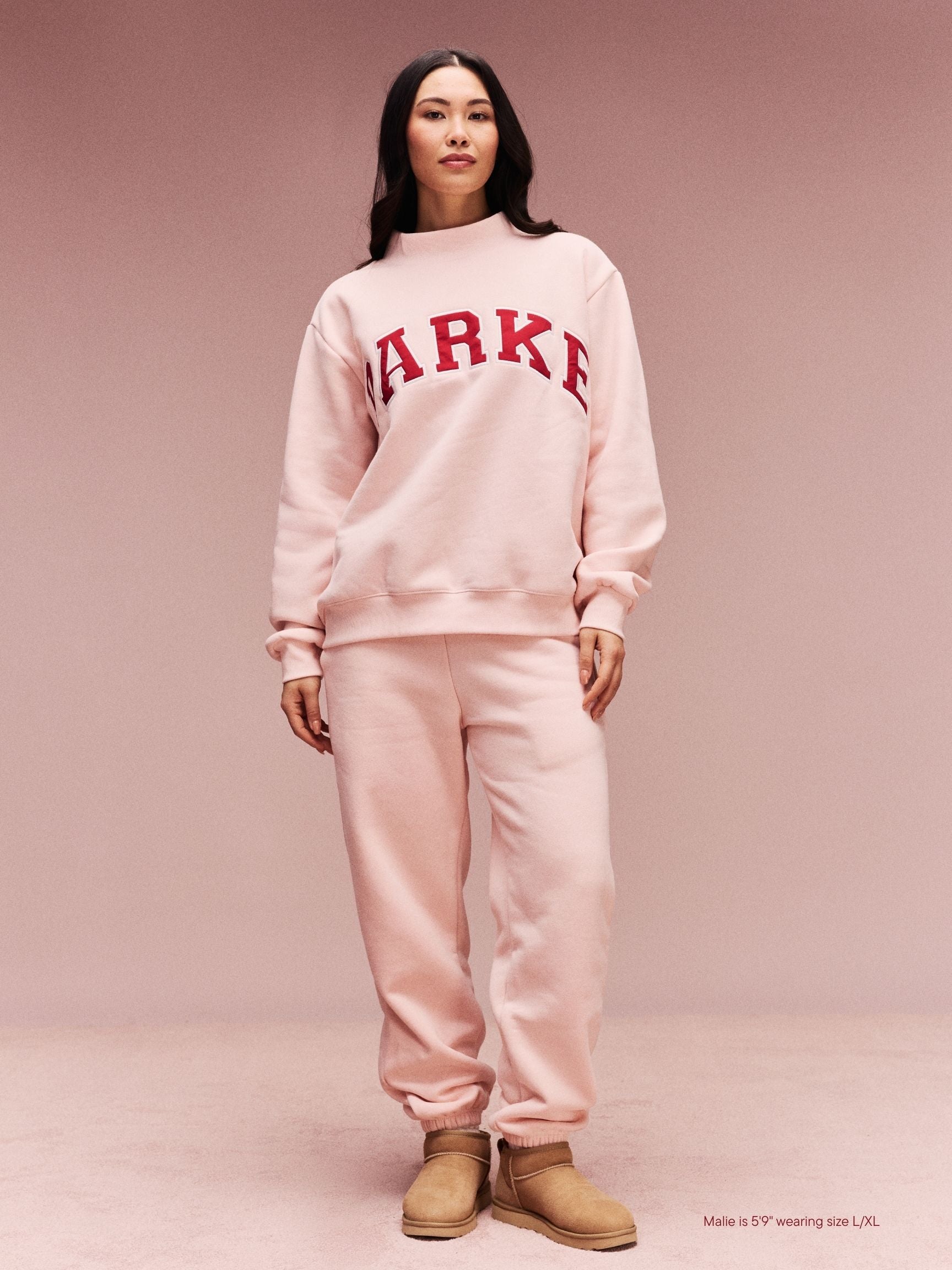 Preorder Valentine's Varsity Mockneck - Peony + Crimson