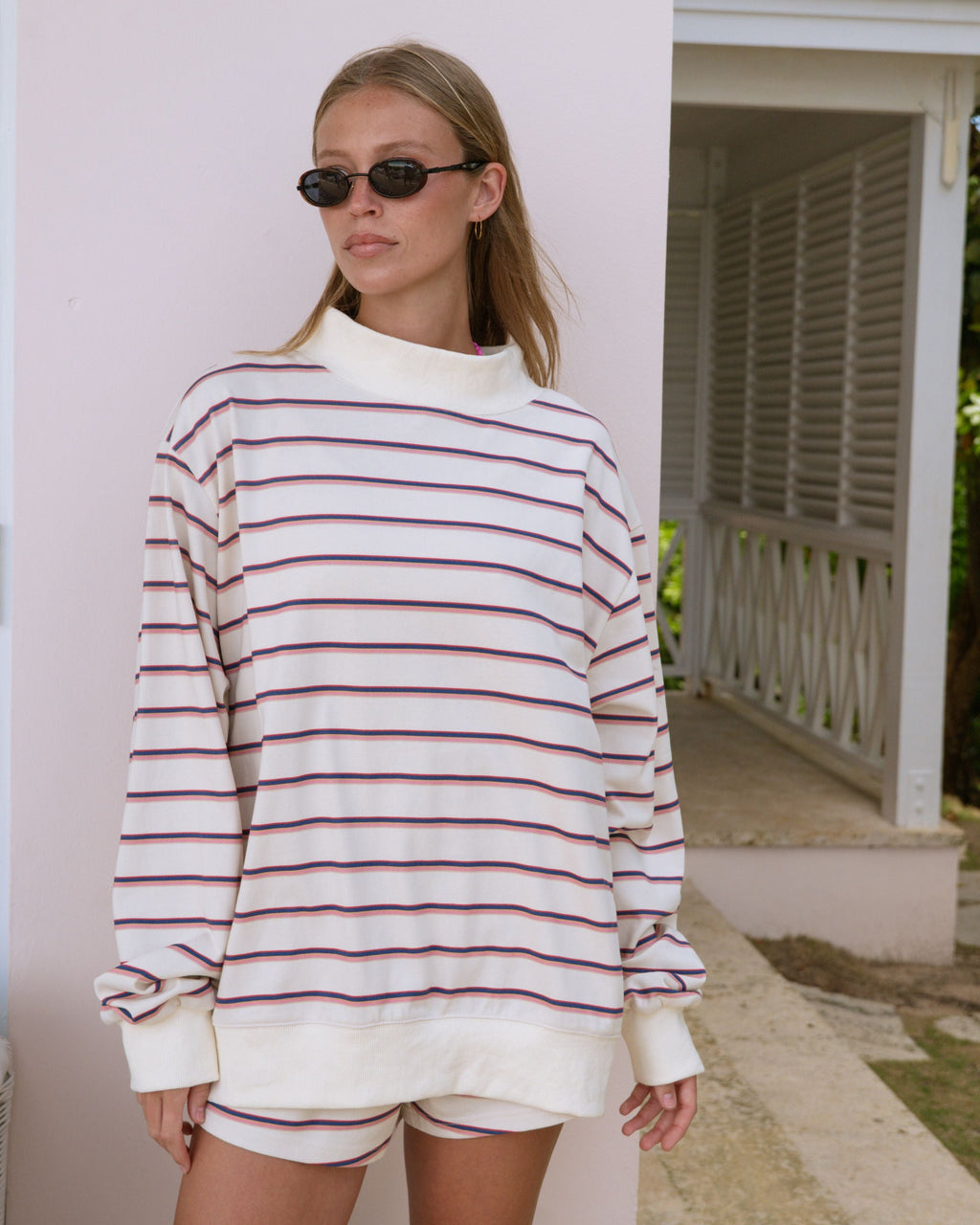 Striped Mockneck Pullover - Summerland Stripe