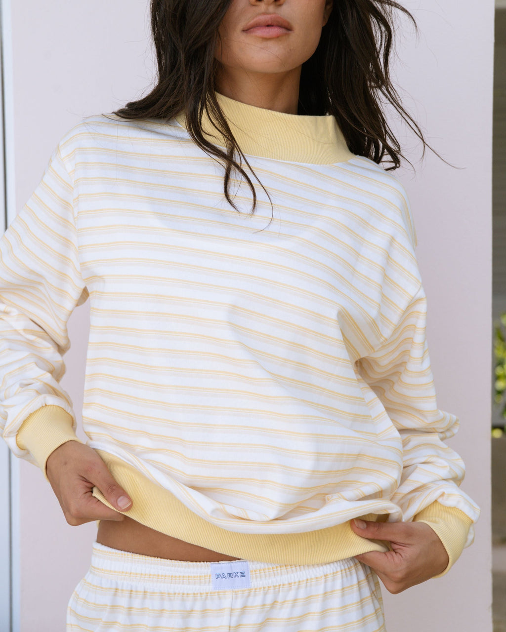 Striped Mockneck Pullover - Sun Stripe