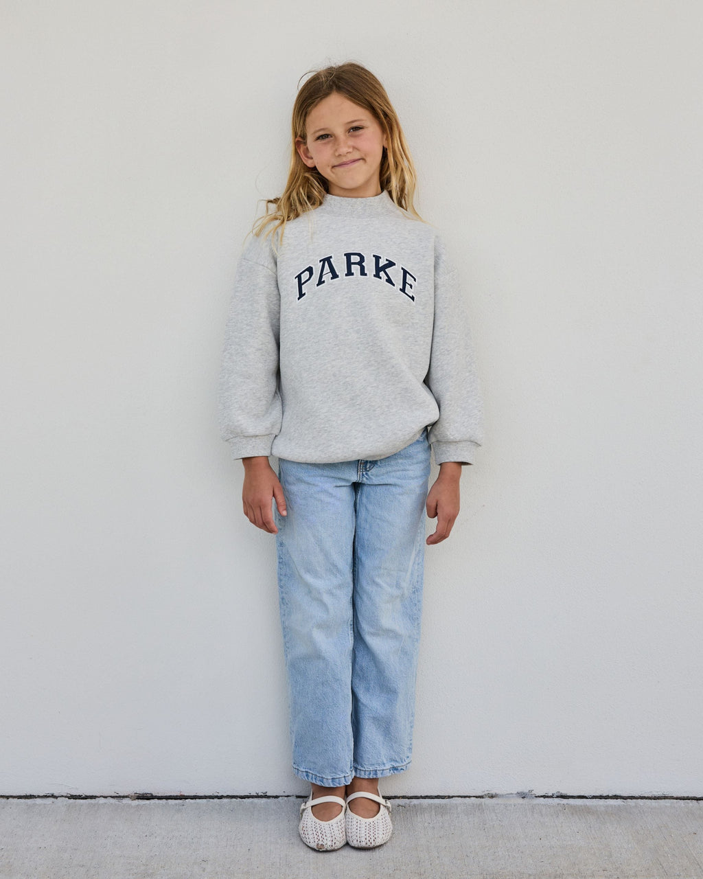 Kids OG Varsity Mockneck - Classic Grey + Denim
