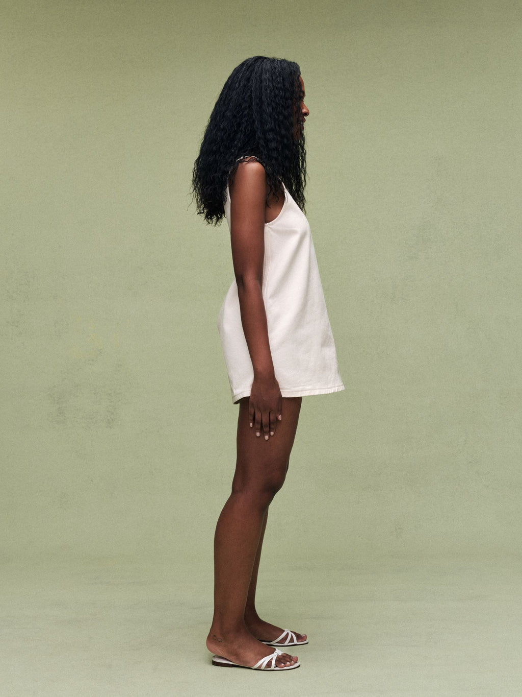 Denim Mini Dress - Cream