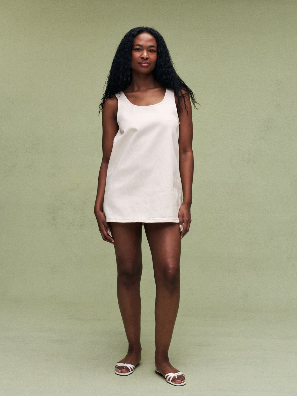 Denim Mini Dress - Cream