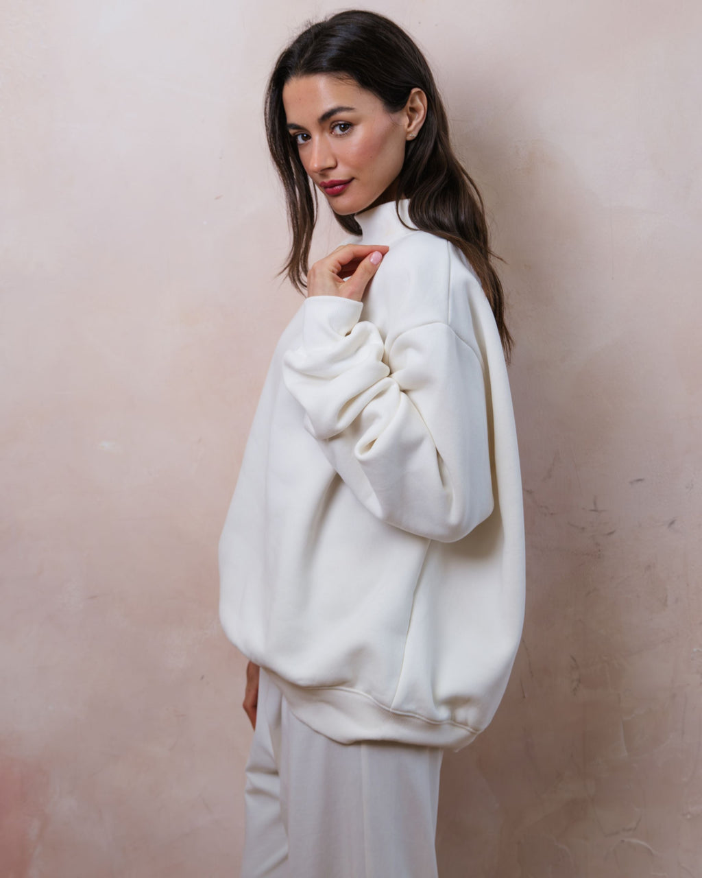 Embroidered Bridal Classic Mockneck - Pearl