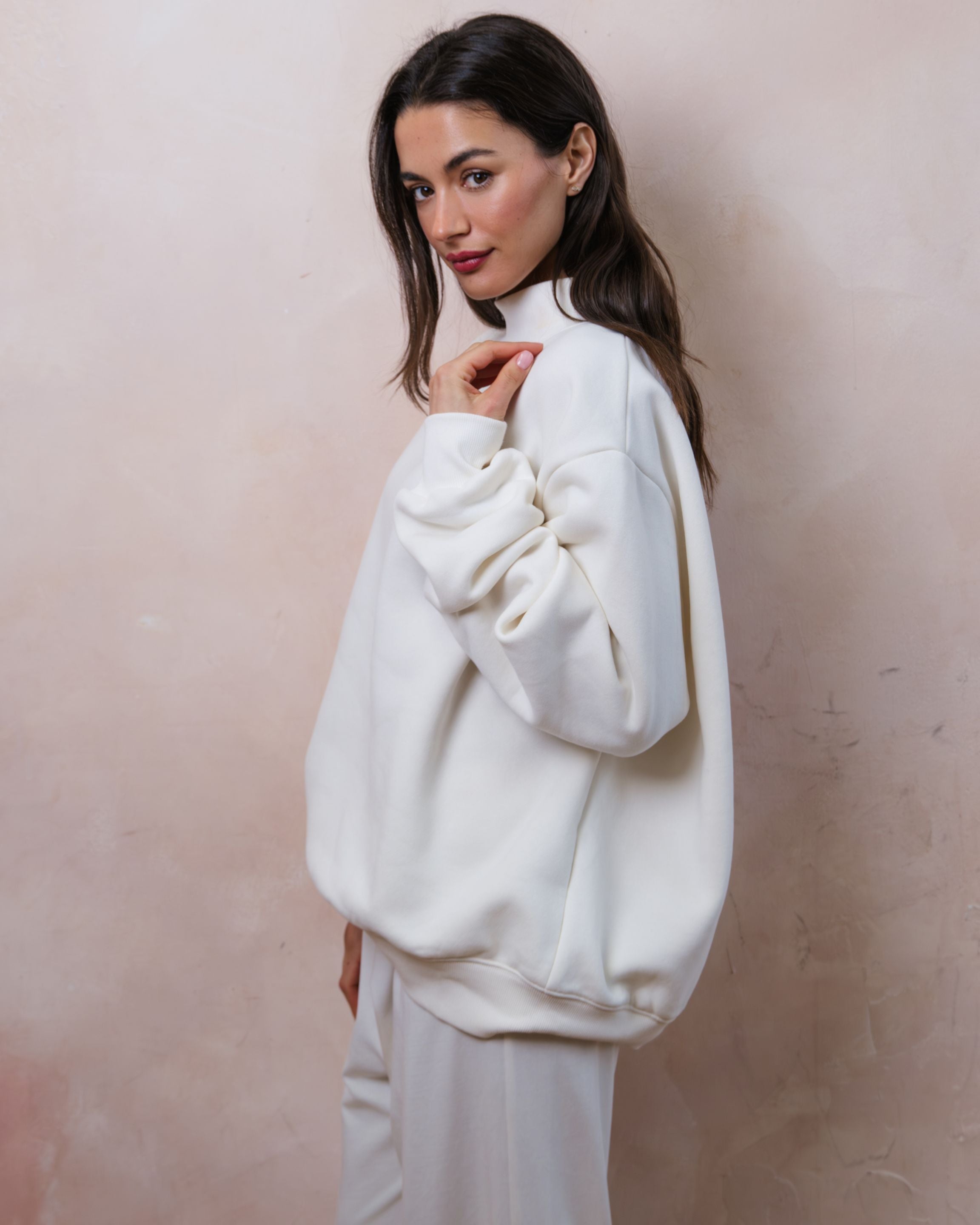 Embroidered Bridal Classic Mockneck - Pearl