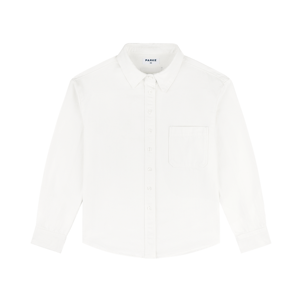 Long Sleeve Denim Shirt - White