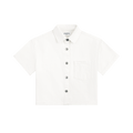 Cropped Short Sleeve Denim Shirt - White