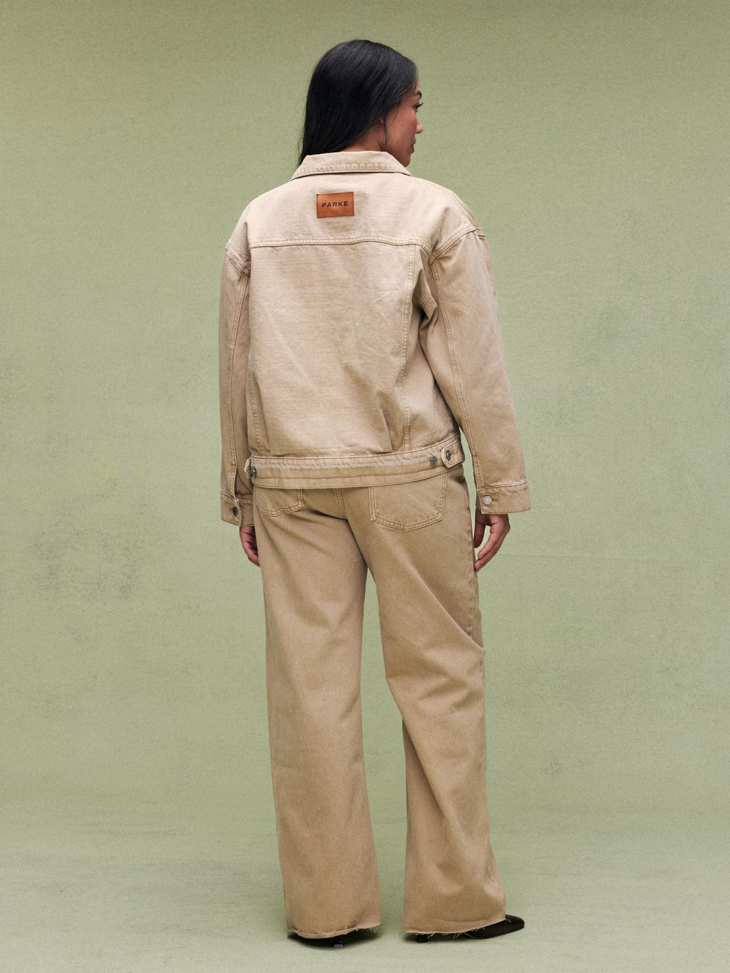 Oversized Denim Jacket - Camel