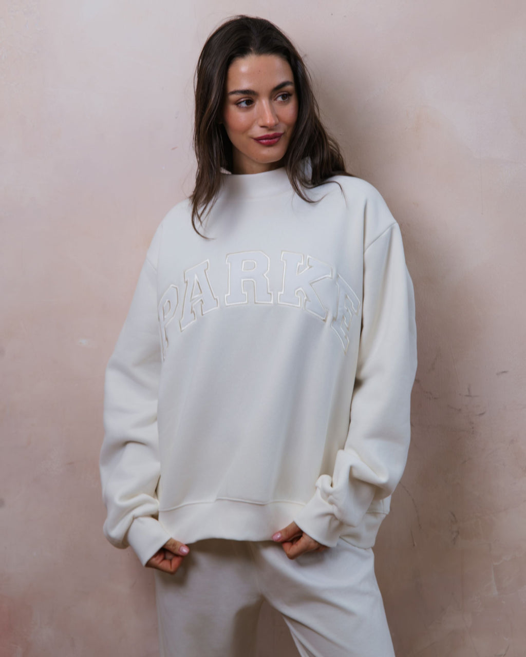 Bridal Varsity Mockneck - Pearl + White