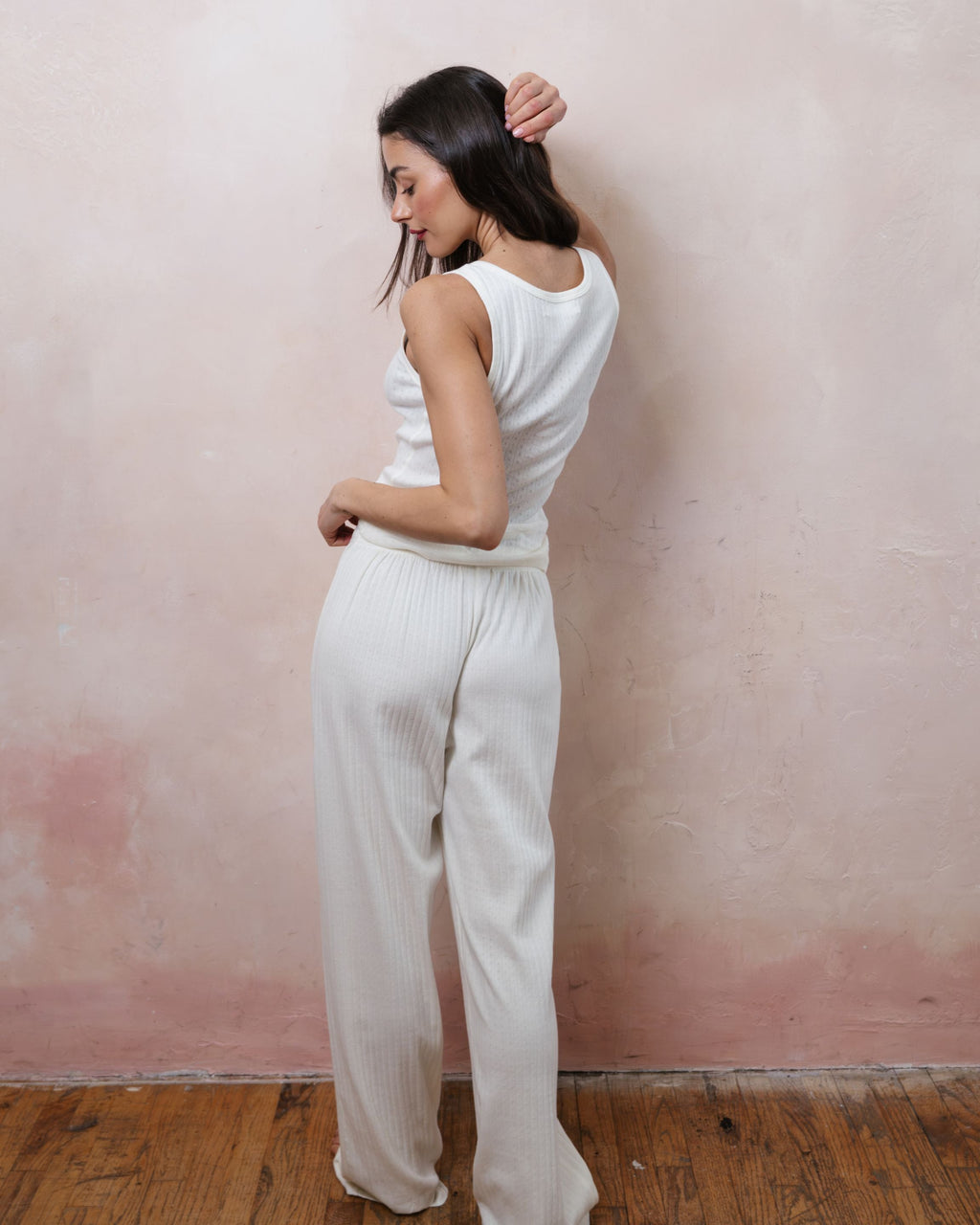 Pointelle Cotton Boxer Pants - Pearl