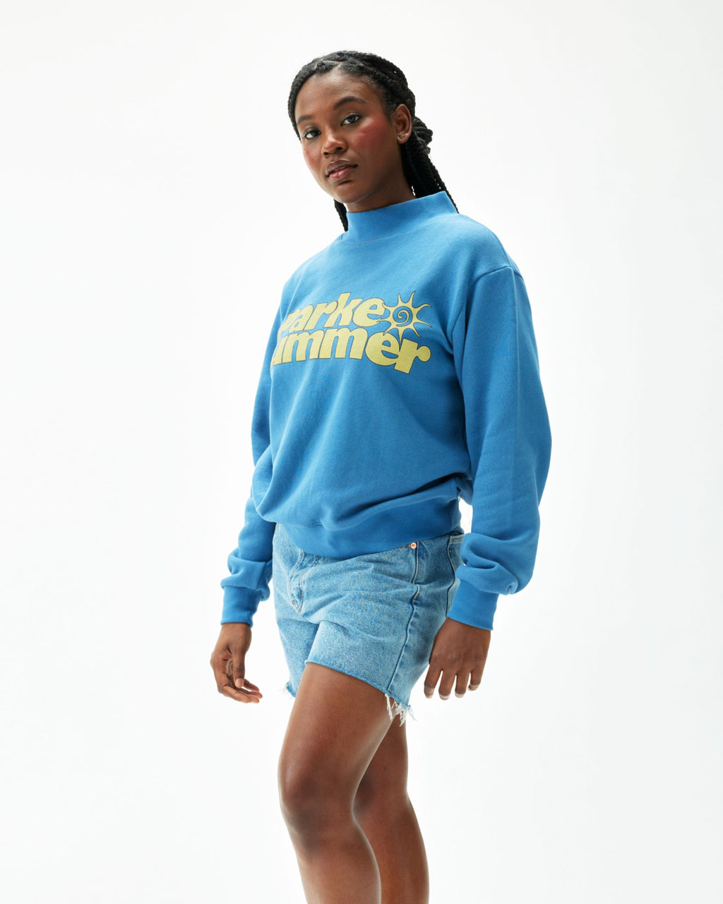 Graphic Mockneck - Washed Indigo