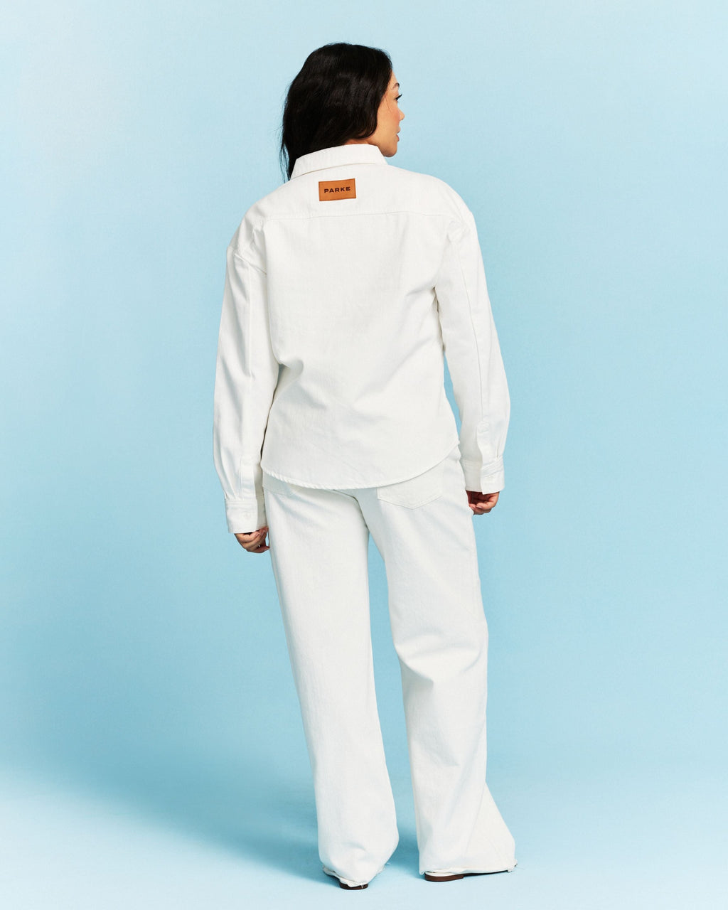 Long Sleeve Denim Shirt - White