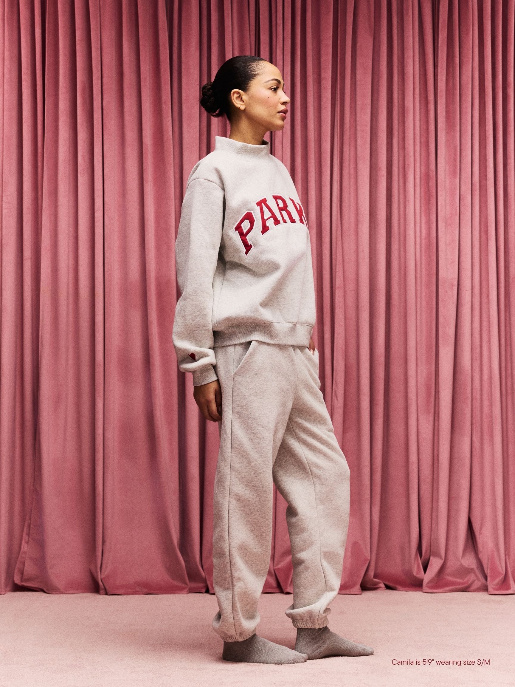 Preorder Valentine's Varsity Mockneck - Classic Grey + Crimson