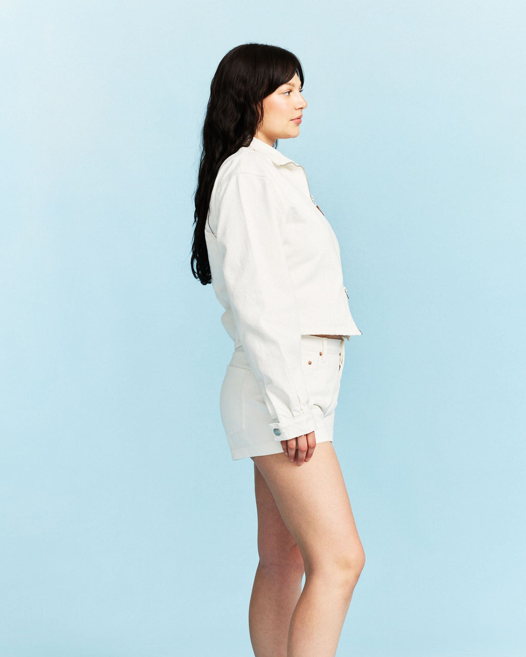 Denim Mini Shorts - White