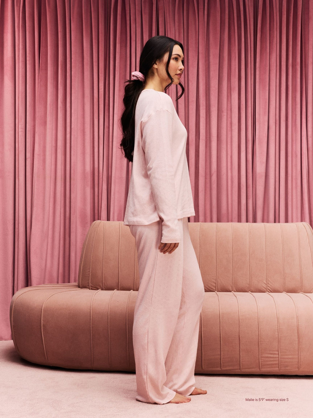 Heart Pointelle Boxer Pants - Peony
