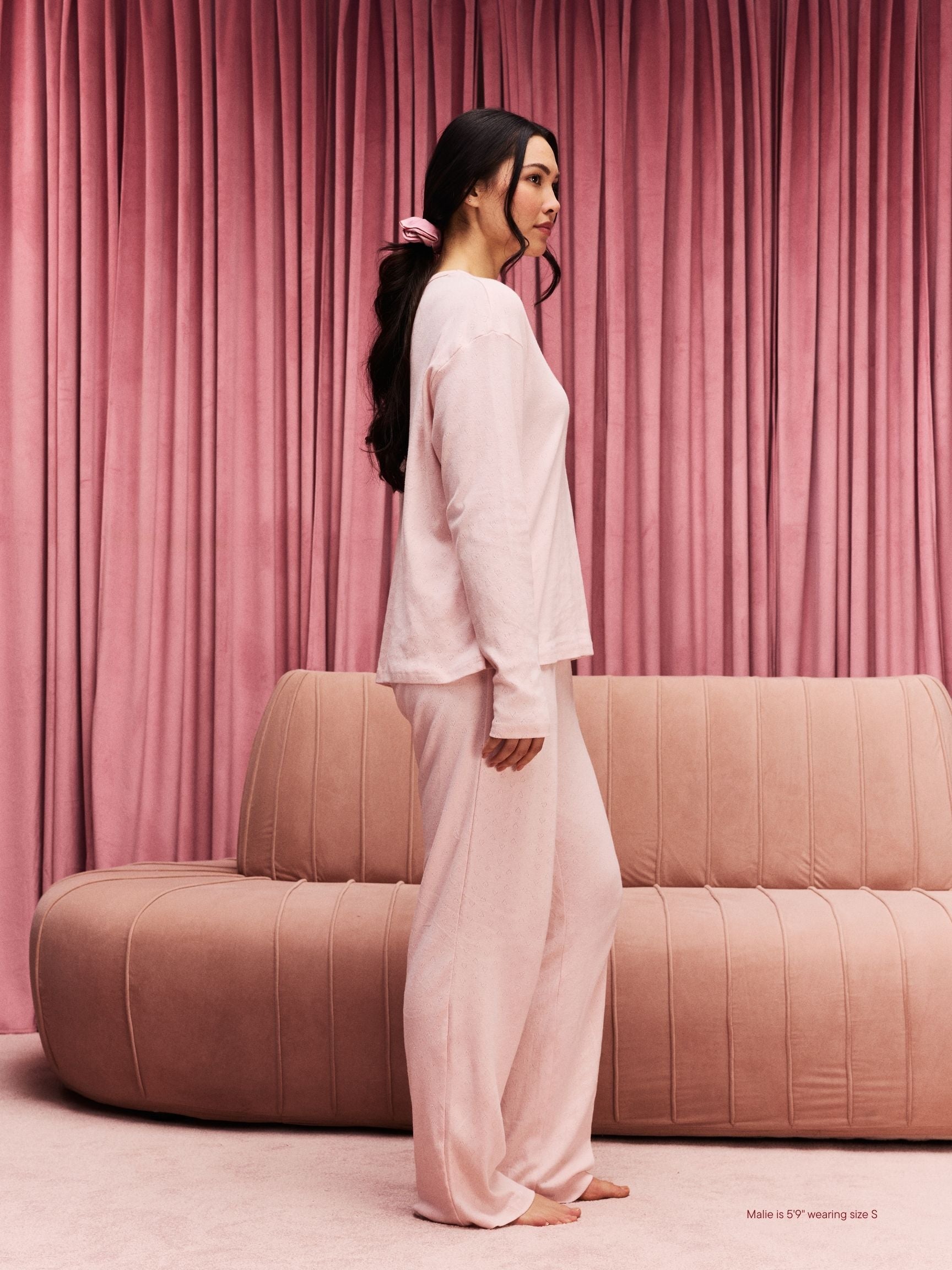 Heart Pointelle Boxer Pants - Peony