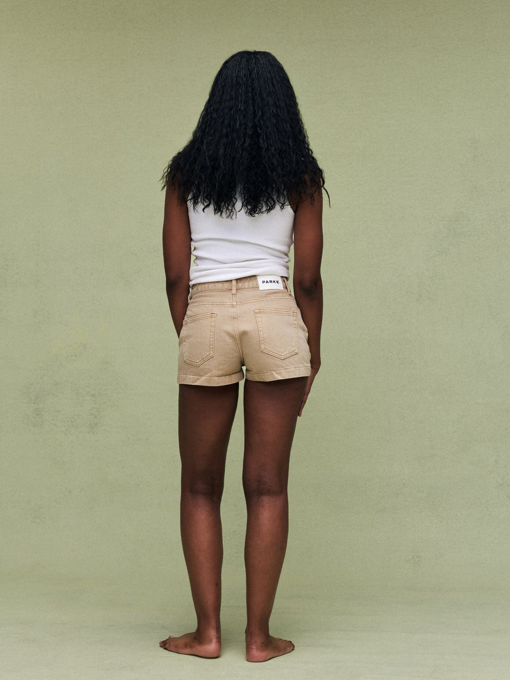 Denim Mini Shorts - Camel
