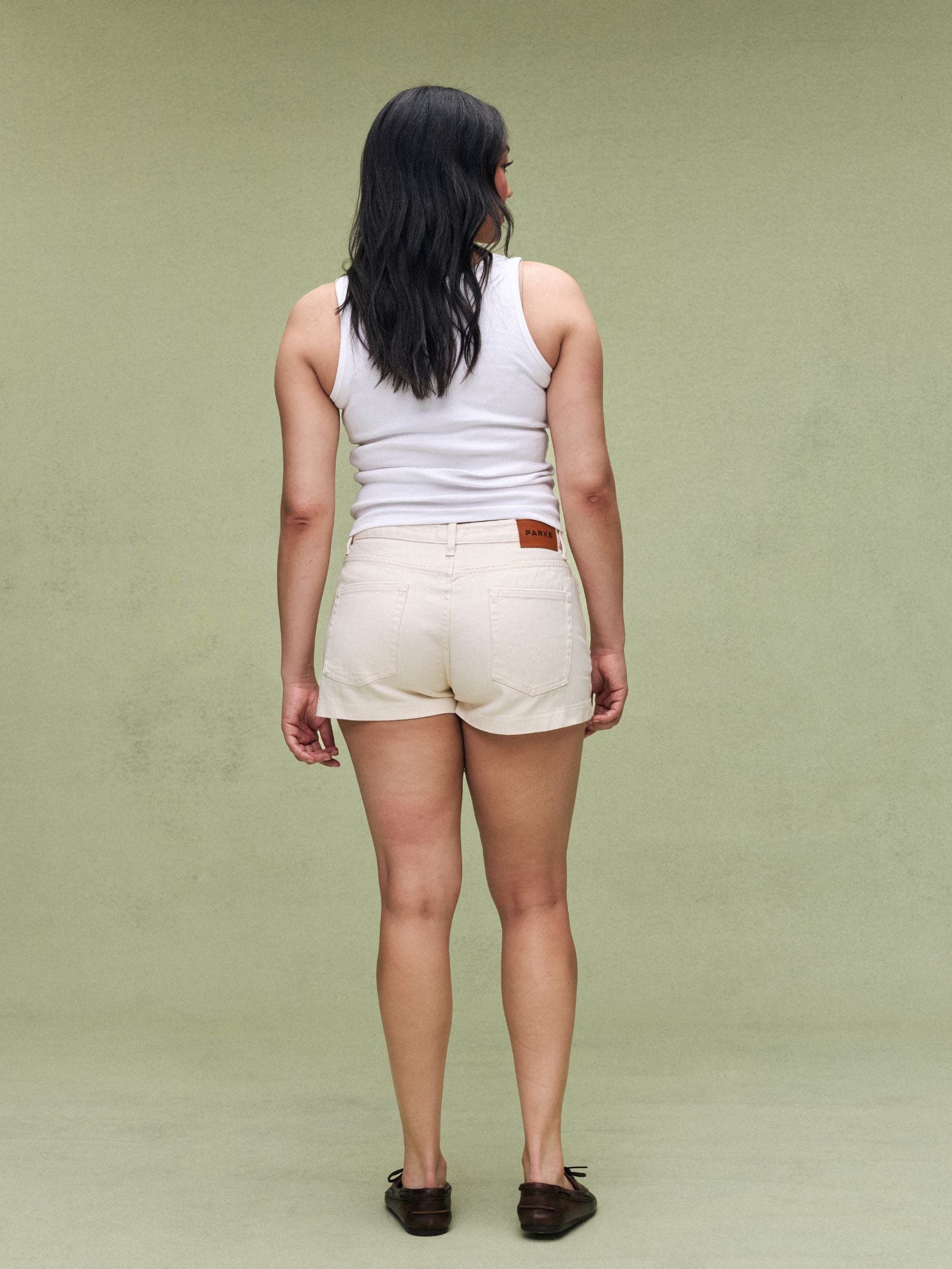 Denim Mini Shorts - Cream
