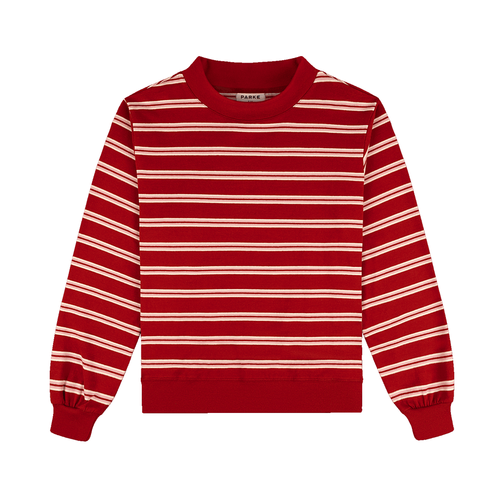Striped Mockneck Pullover -amour stripe
