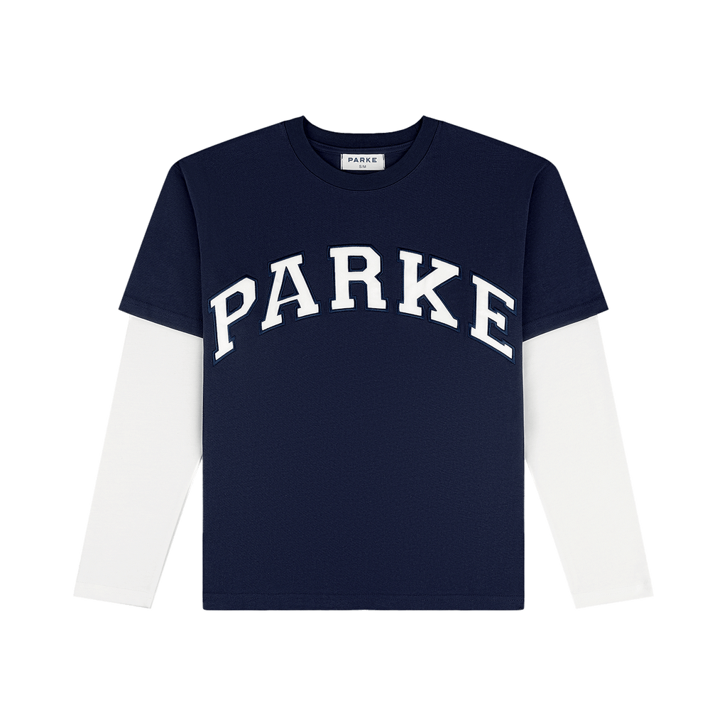 Layered Varsity Long Sleeve Shirt - Shadow