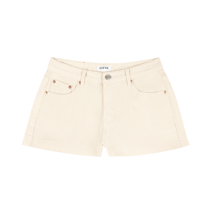 Denim Mini Shorts - Cream