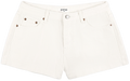 white denim mini short flat lay -white