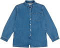 long sleeve denim romper flat lay -medium wash