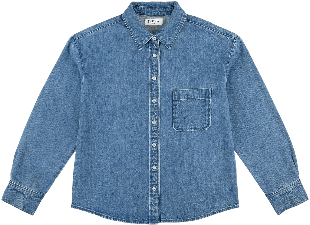 Long Sleeve Denim Shirt - Medium Wash