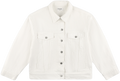 white oversized jean jacket flat lay -white