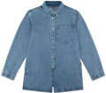 long sleeve denim romper flat lay -vintage wash