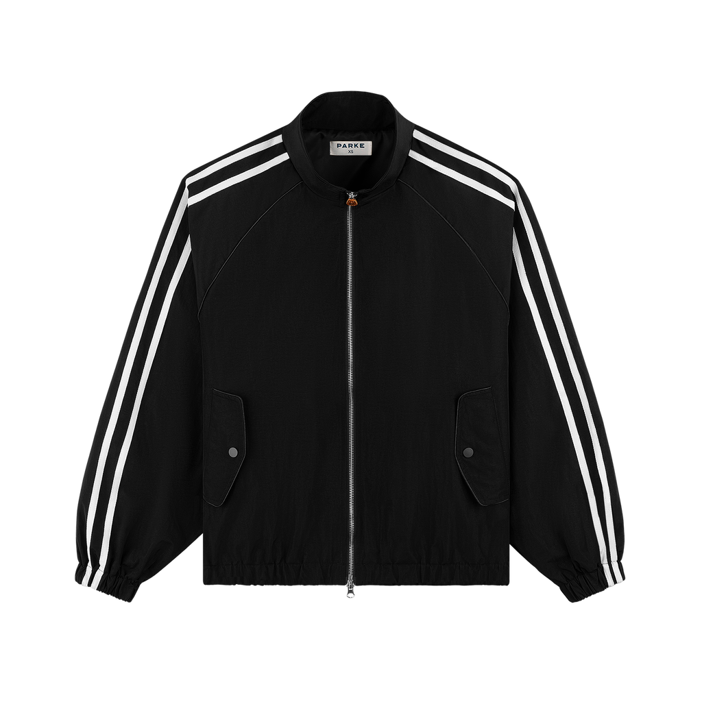 Sport Stripe Nylon Jacket - Black