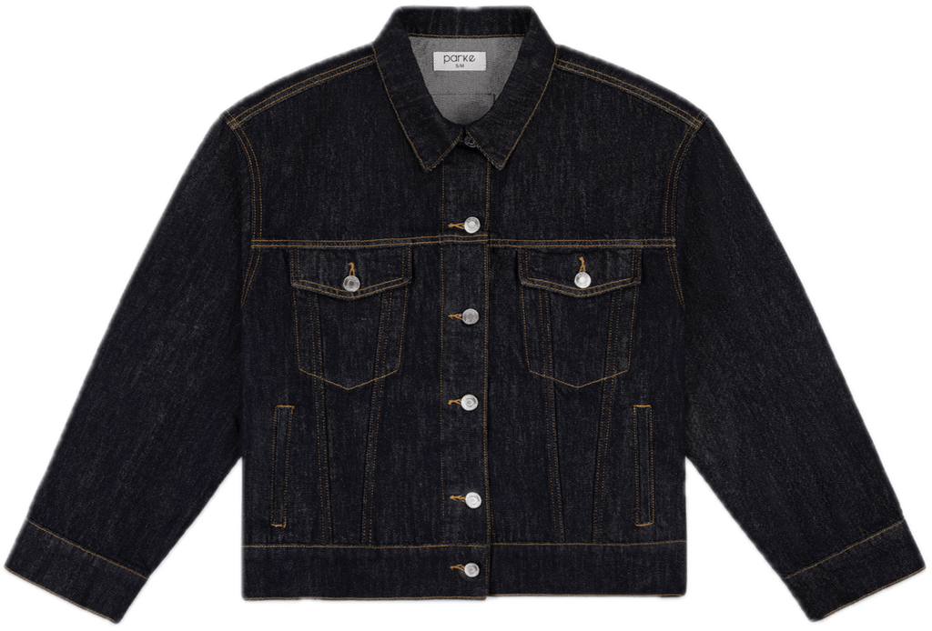 oversized jean jacket -dark wash