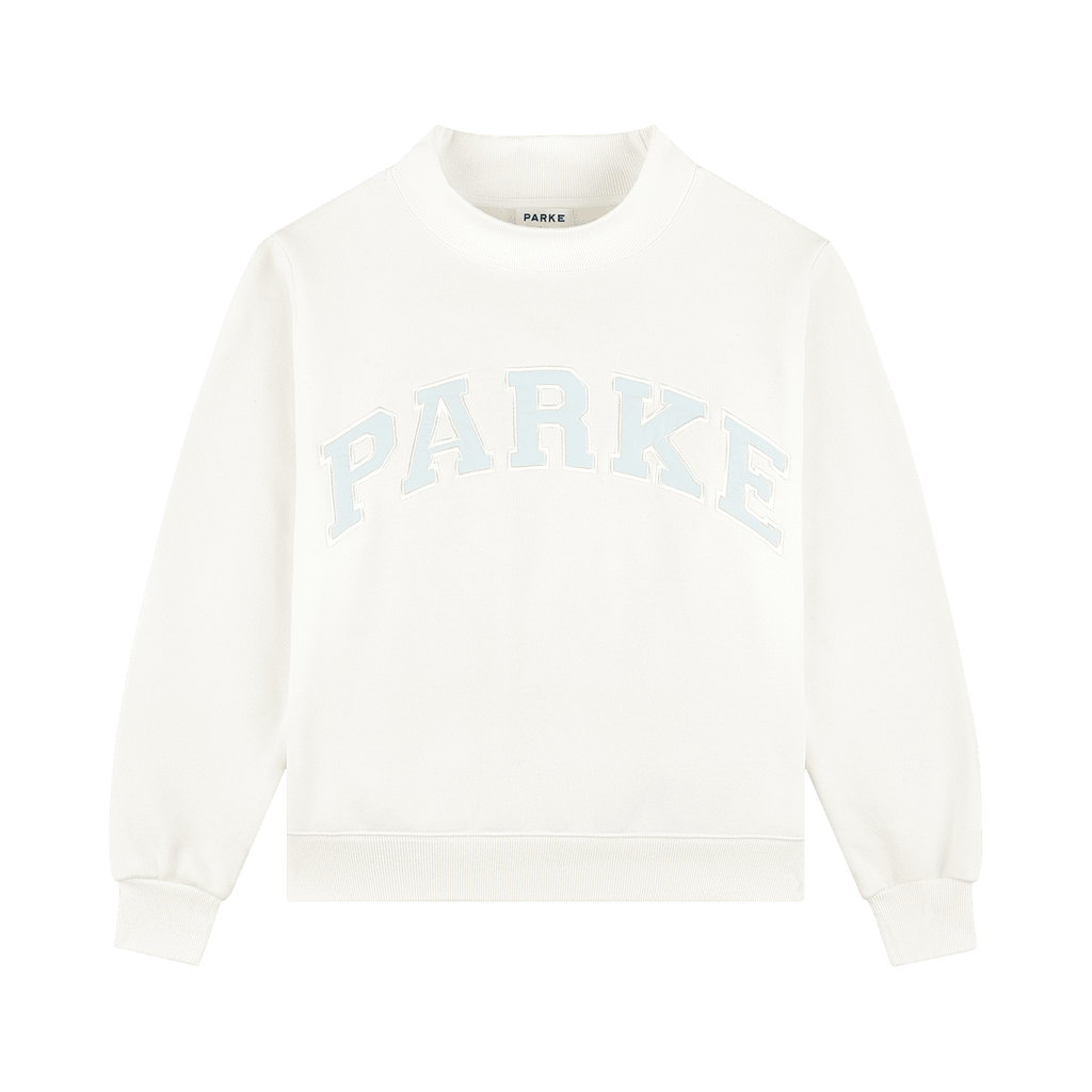 Bridal Varsity Mockneck - Pearl + Pale Blue