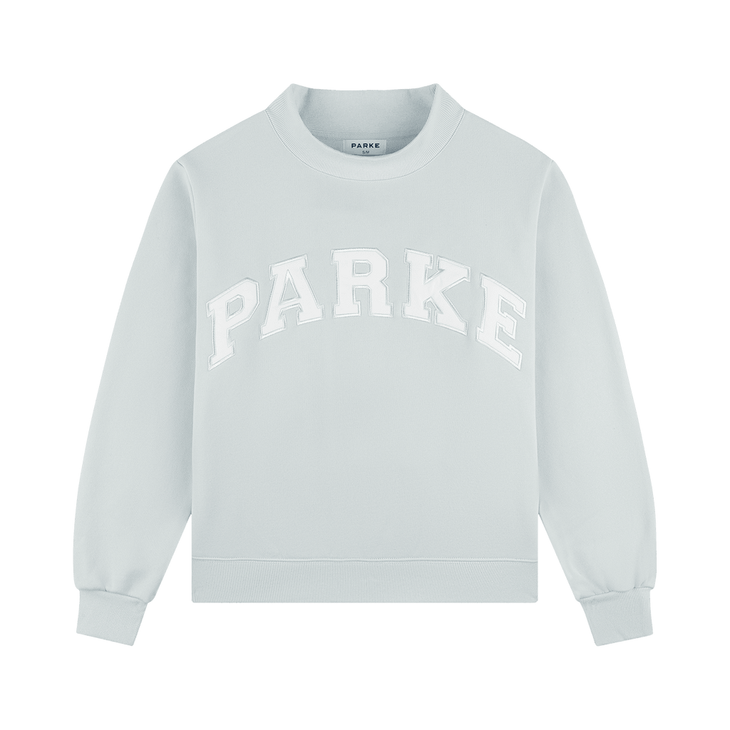 Bridal Varsity Mockneck - Pale Blue + White