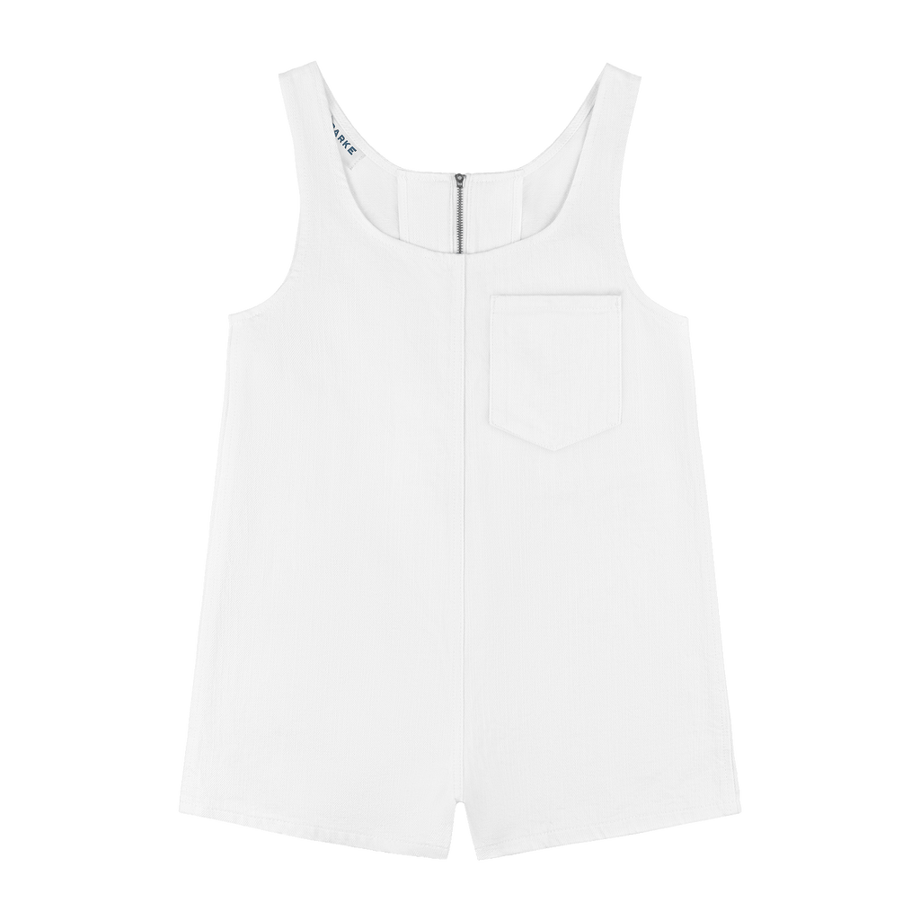Tank Top Denim Romper - White
