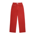 classic straight jean flat lay -washed red