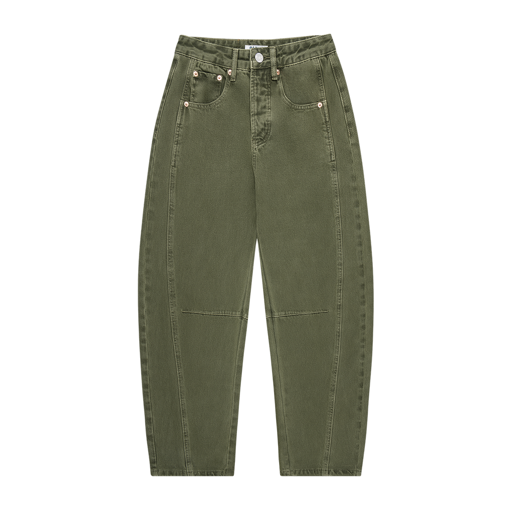 horseshoe jean flat lay -olive